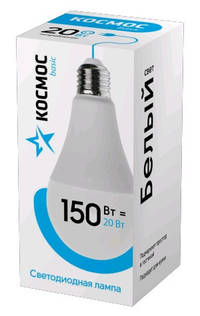 Светодиодная лампа КОСМОС Basic А65 20W Е27 4500K (1/10/80)