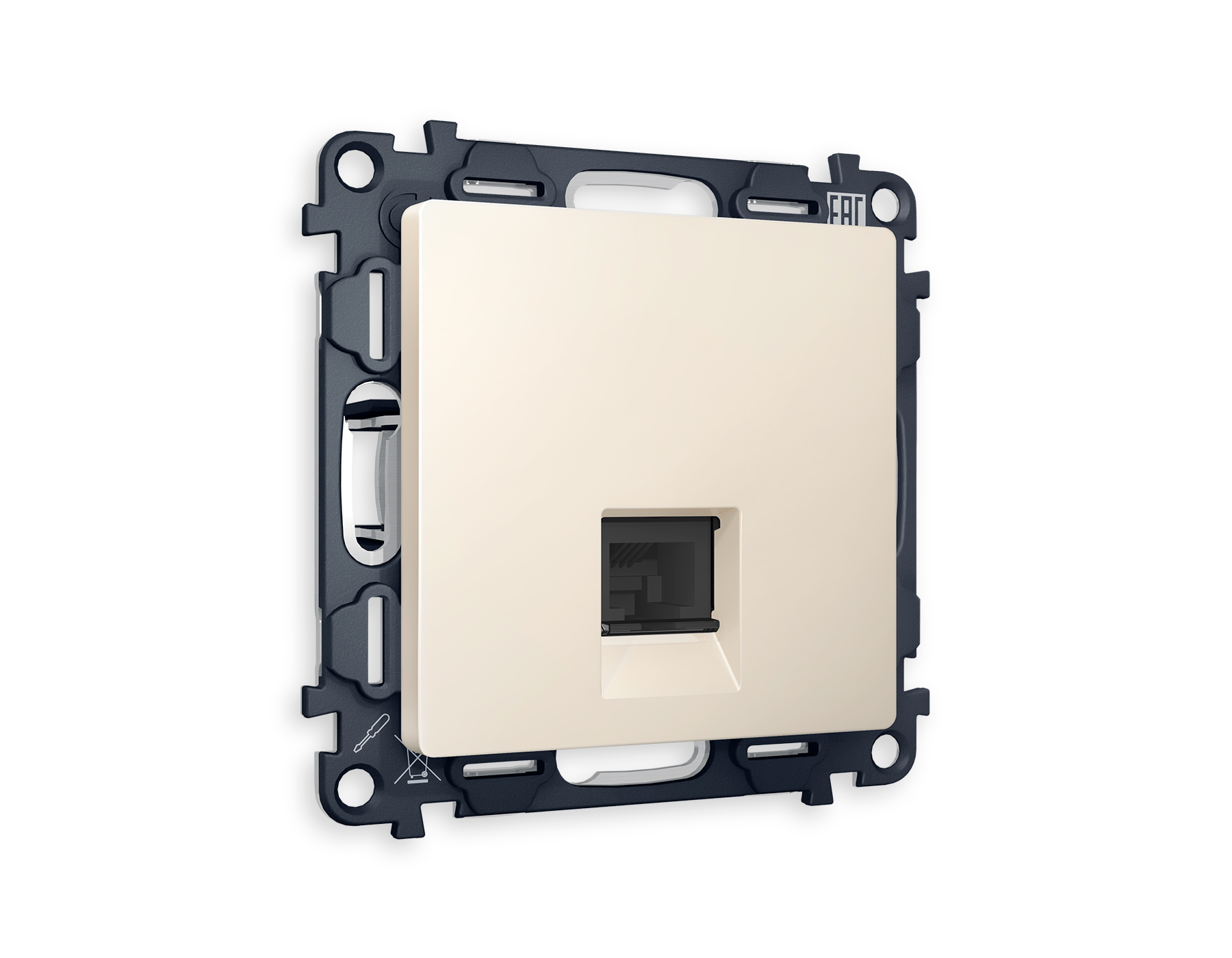 MA332010 Комплект механизма компьютер розетки ALFA Бежевый матовый RJ-45(8P8C) QUANT (AP3320, VM188)