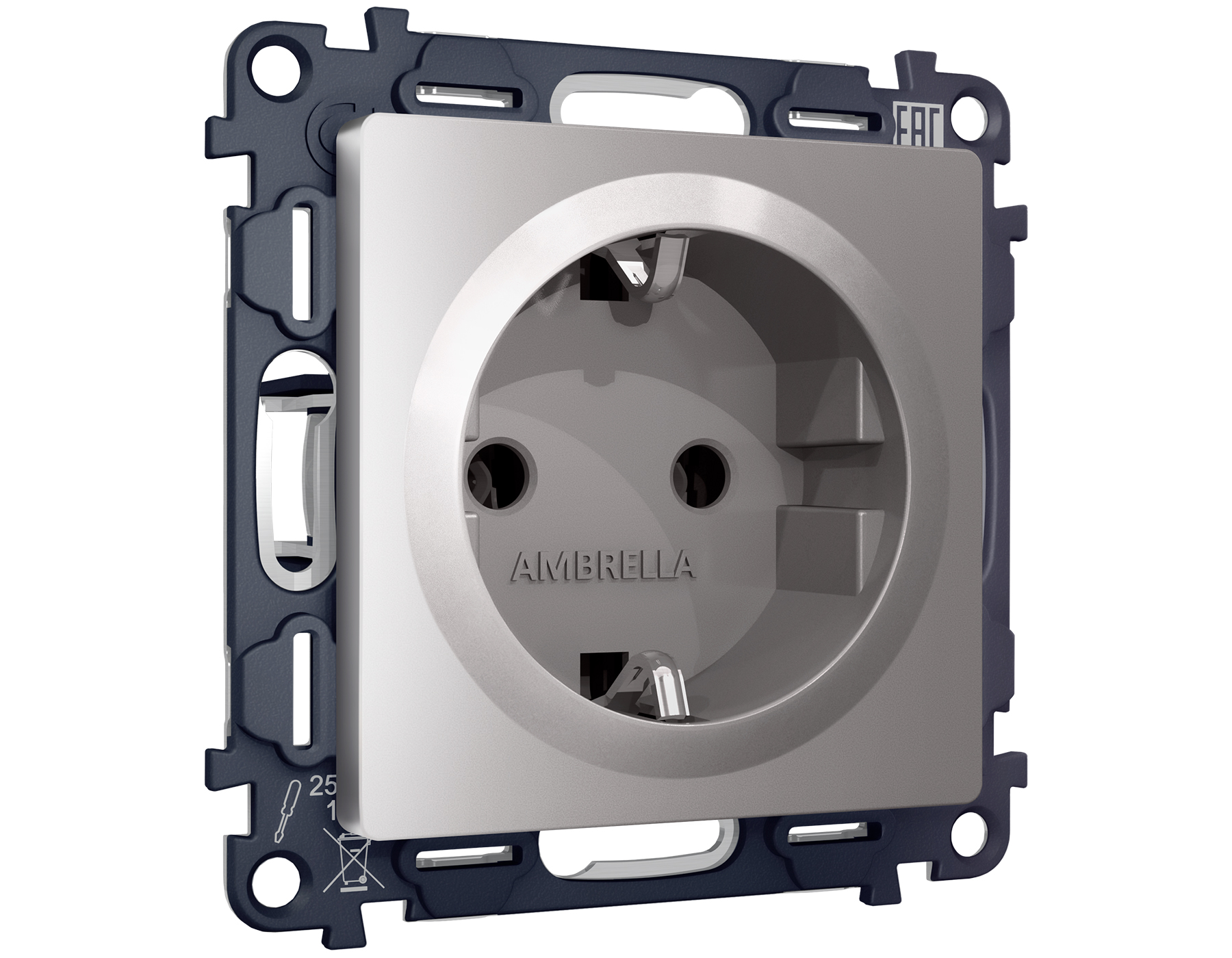 MA506010 Комплект механизма электр розетки ALFA Сталь матовый с/з на винт/заж QUANT (AP5060,VM141)