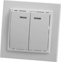 Выключатель 2-клавишный c индикатором, серия Эрна, PSW10-9002-02, слоновая кость