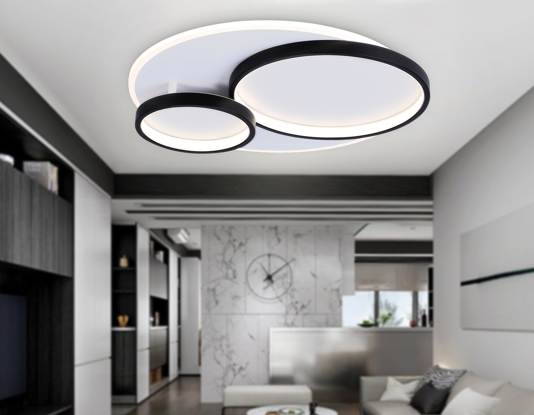 Светильник Ambrella FA7719 WH/BK белый/черный 3000K-6400K 64W 490*470*90 (ПДУ РАДИО 2.4G)