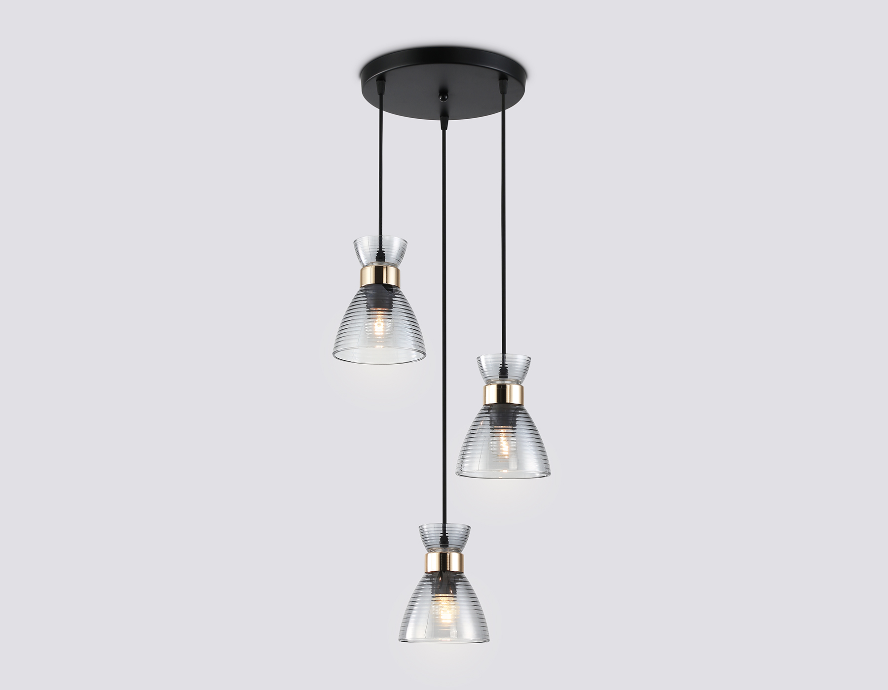 Светильник подвесной Ambrella TR3408/3 BK/FGD/SM черный/золото/дымчатый E27/3 max 60W D345*1000