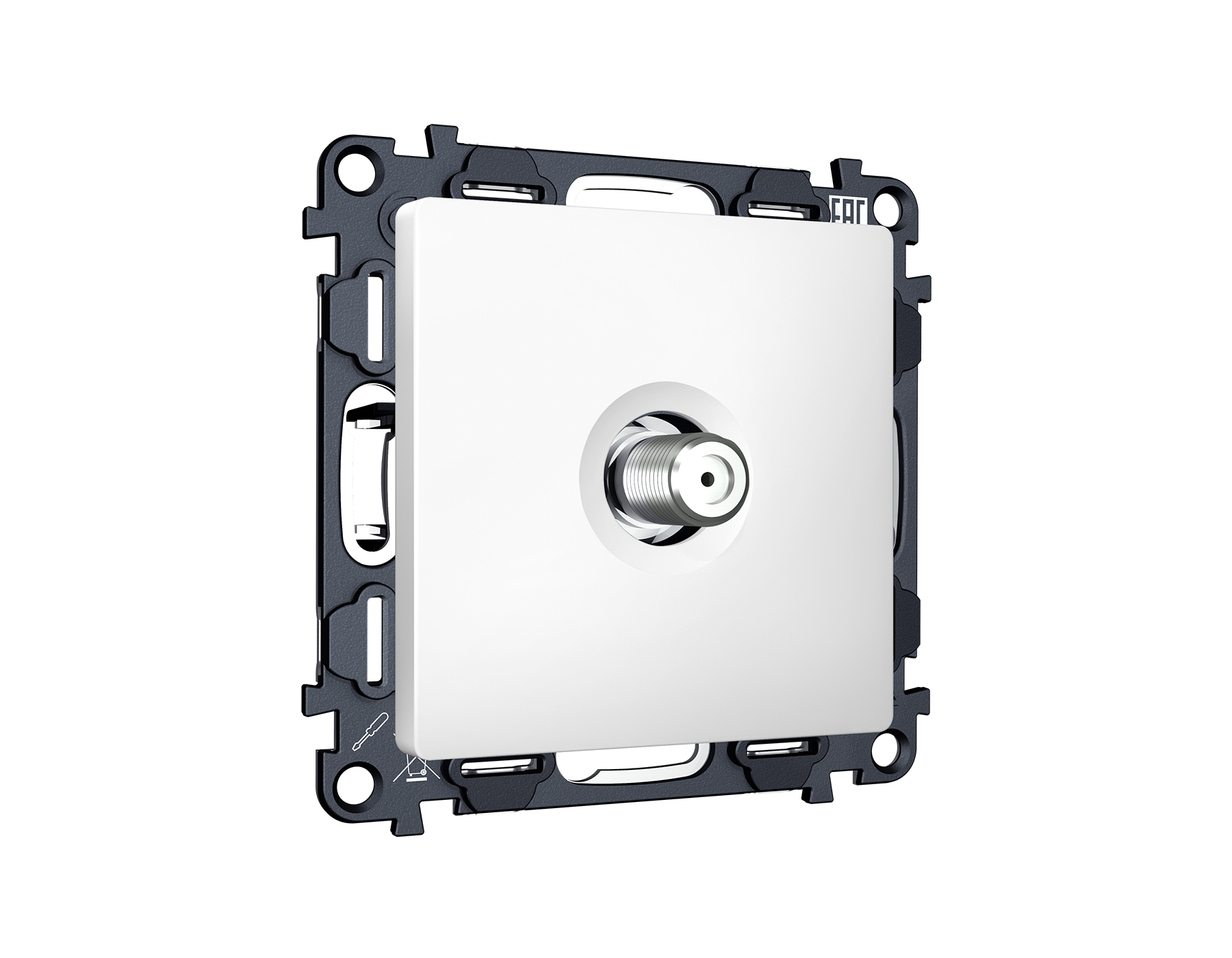 MA133050 Комплект механизма TV розетки SAT 5-2400MHz 3.5dB ALFA Белый матовый QUANT (AP1330, VM215)