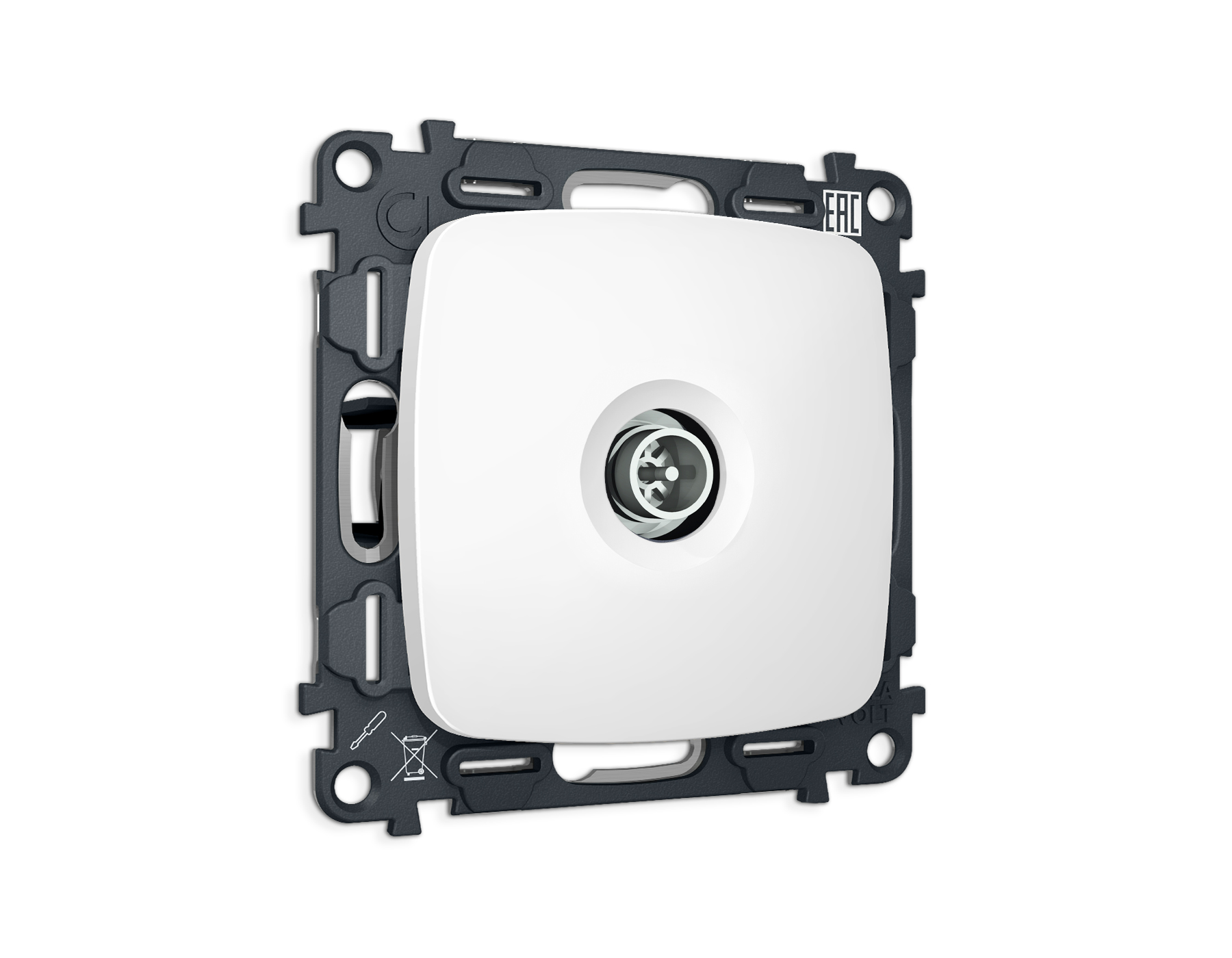 MO133005 Комплект механизма TV розетки оконечной экранированной 5-1000MHz 3dB OMEGA Белый матовый QU