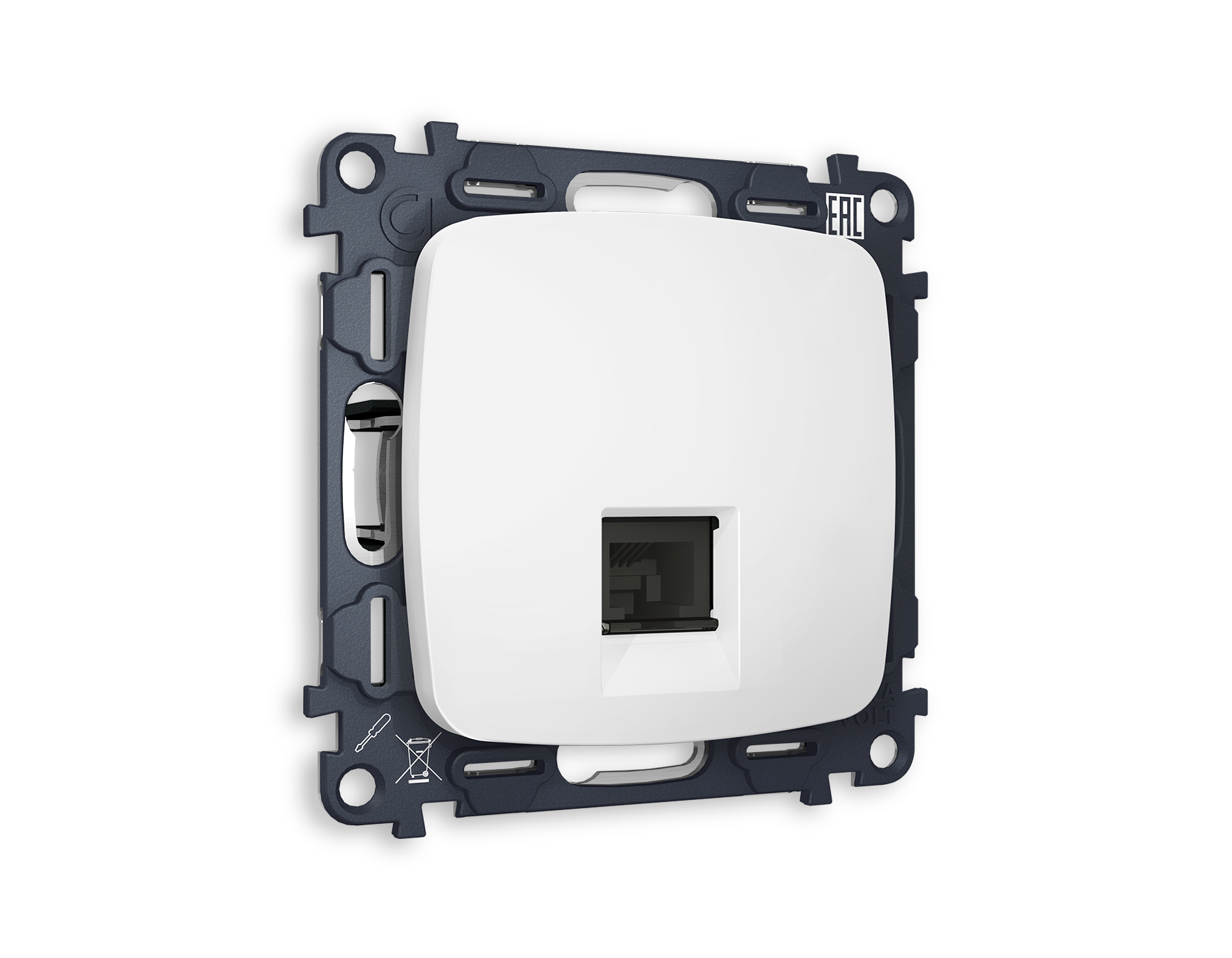 MO132010 Комплект механизма компьют розетки OMEGA Белый матовый RJ-45(8P8C) штор QUANT(OP1320,VM188)