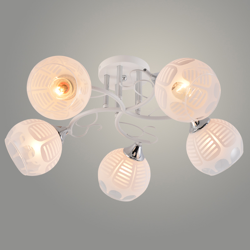 Люстра XA1522B/5 WH+CR белый/хром 5х60W E27 d560 h240, HN23