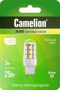 Лампа CAMELION LED3-G9/830/G9 220V 3W (1/10/100)