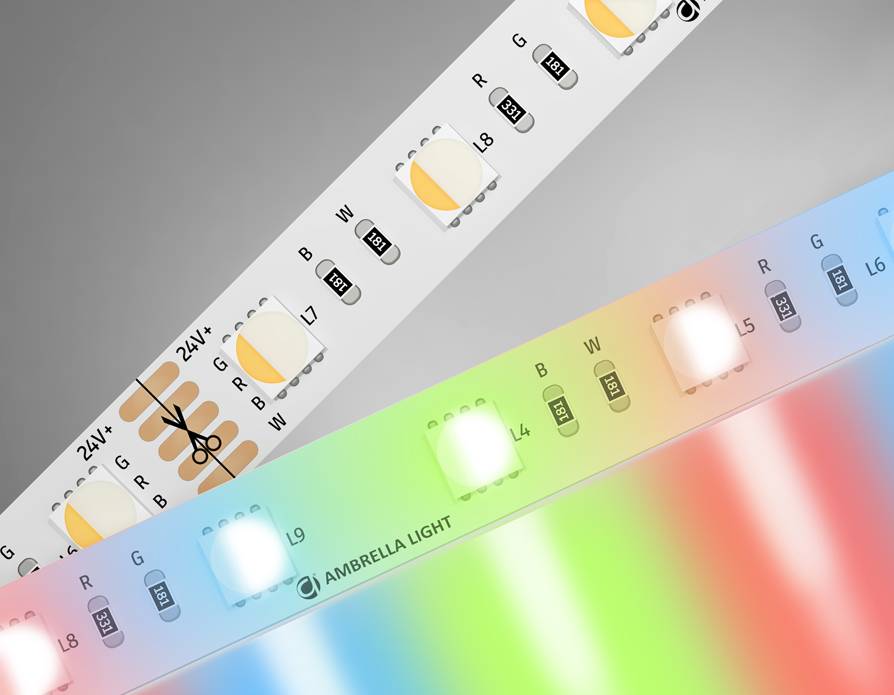 Светодиодная лента AMBRELLA GS4403 5050 60Led/ 10W m/ 24V IP20 RGBW+6500K/ 5000*10*1.87mm (5 конт.)