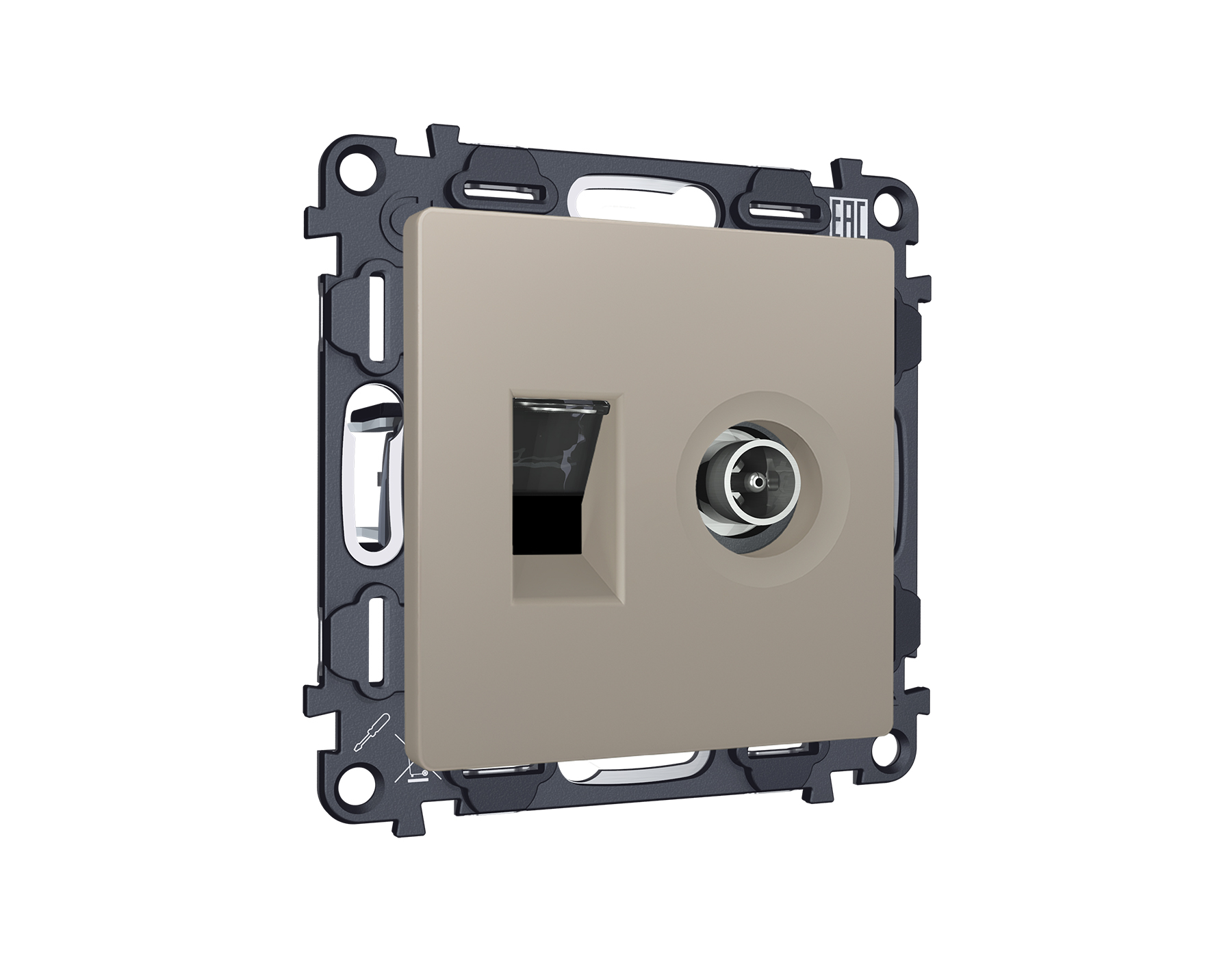 MA372510 Комплект механизма розетки компьютерной + TV оконечной RJ-45 с автоматической защитной штор