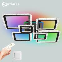 Люстра светодиодная ESTARES OVAL ICE RGB 180W 7S-RC-960x750x110-BLACK/CLEAR-220-IP20