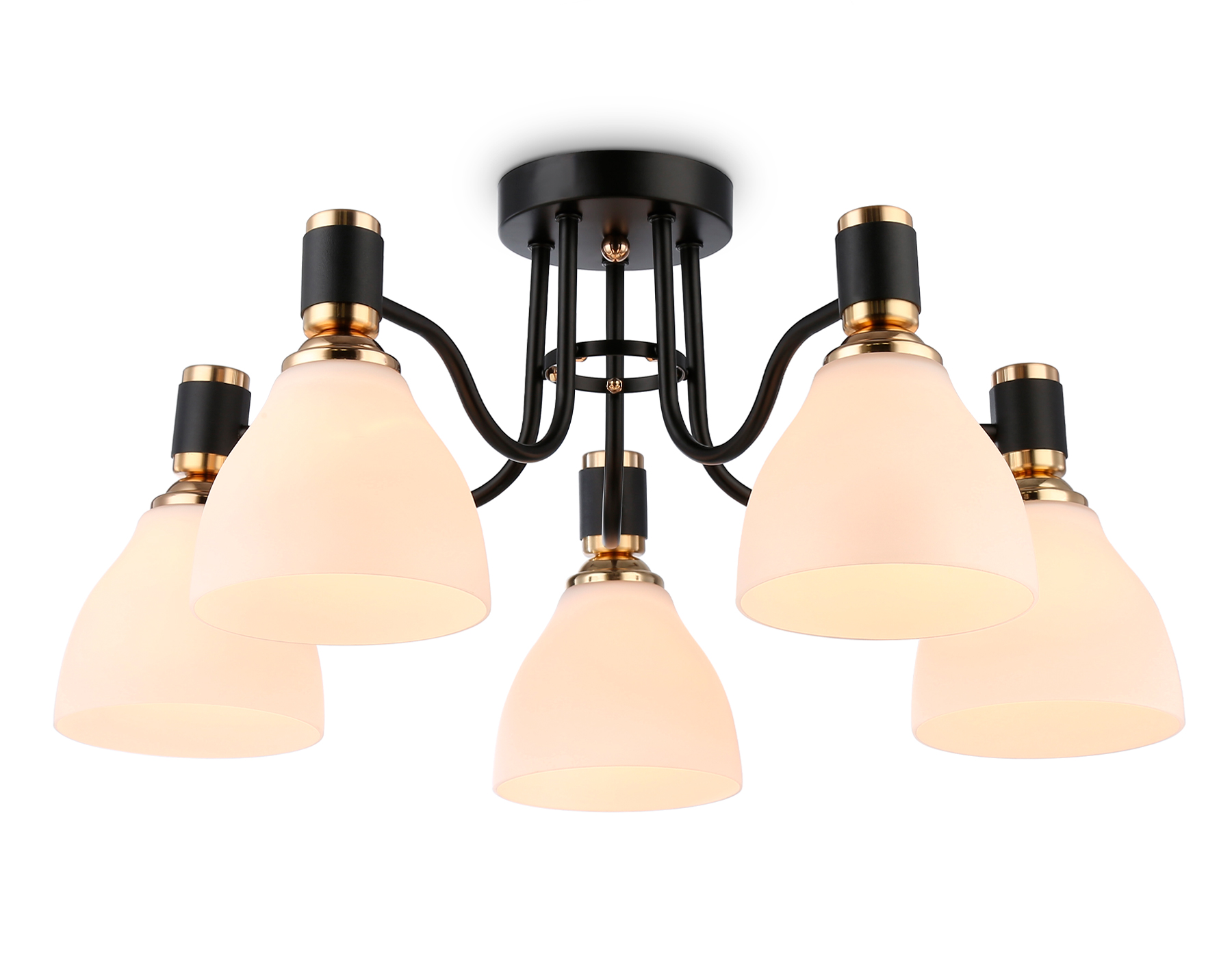 Светильник потолочный Ambrella TR303307/5 BK/GD/FR черный/золото/белый матовый E27*5 max60W D600*270