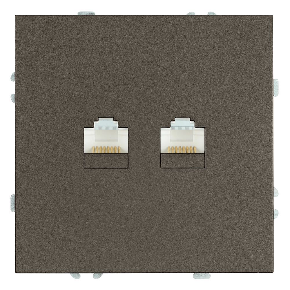 Розетка компьютерная 2-местная RJ-45 (механизм), серия Эмили, RST00-5111-09, антрацит, soft touch