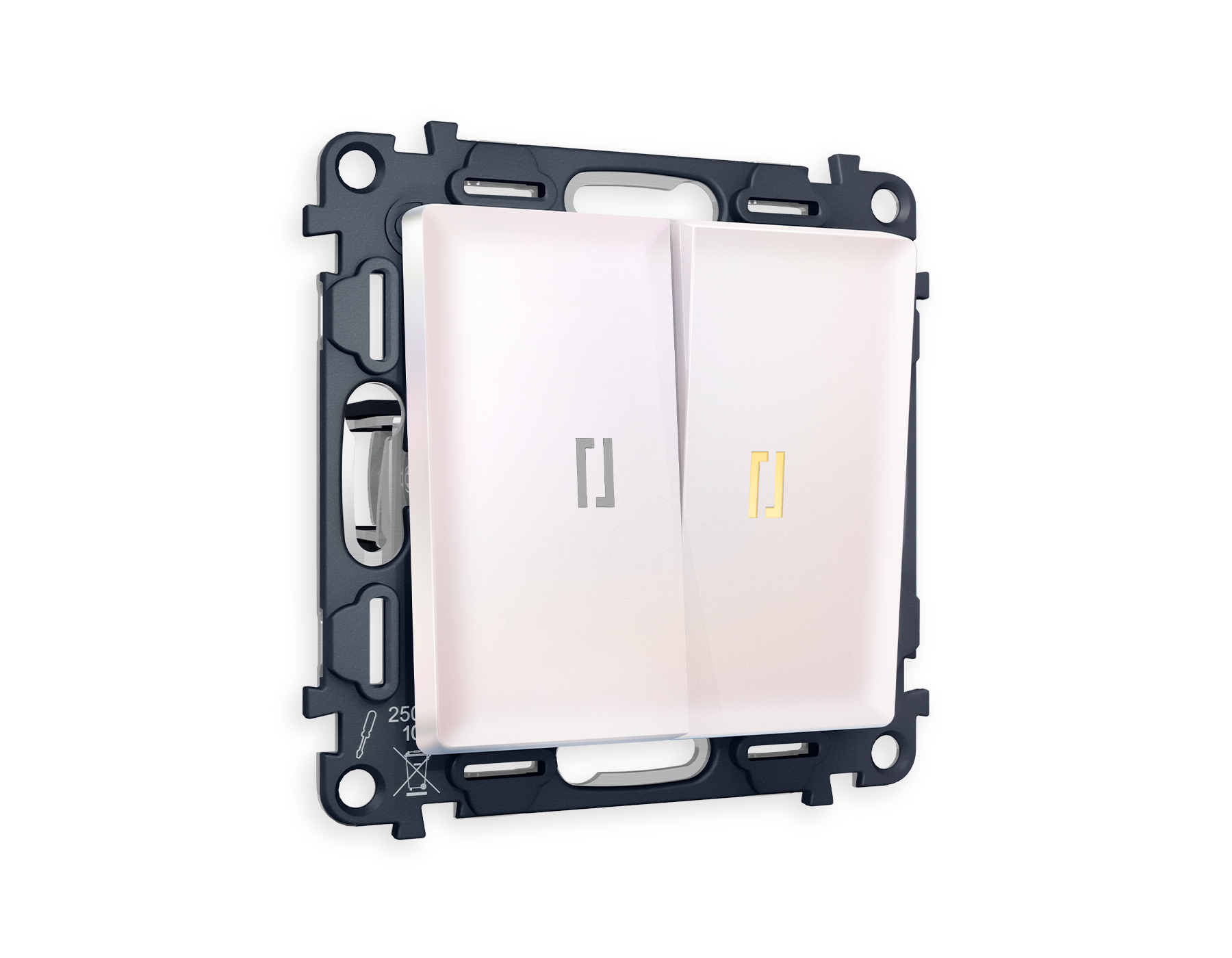 MA204010 Комплект механизма 2-кл выкл с подсветкой 3200K ALFA Жемчуг QUANT (AP2040,VM115,G11Y)