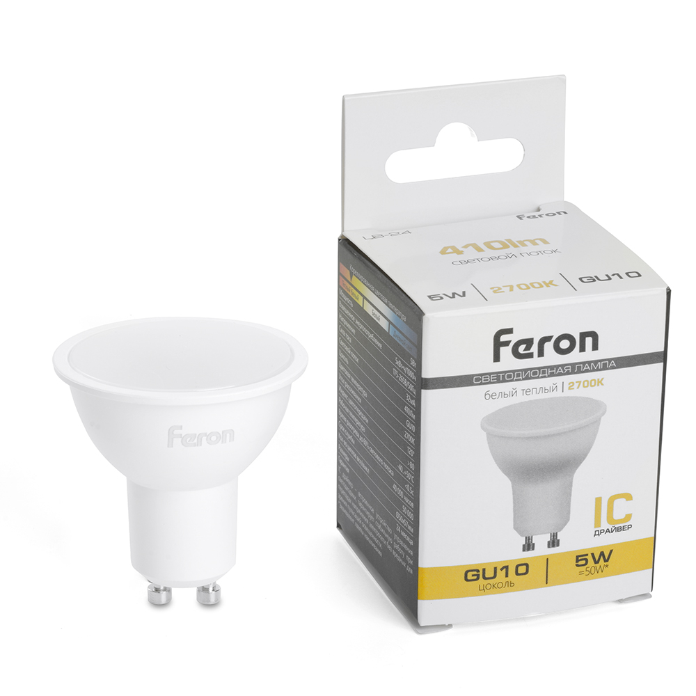 Лампа светодиодная FERON LB-24 5W 230V GU10 2700K MR16