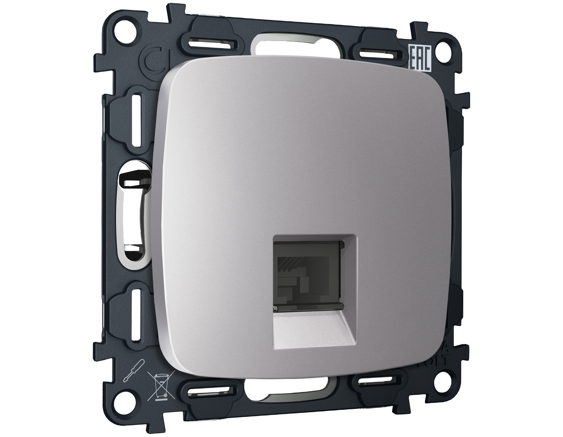 MO512005 Комплект механизма компьютерной розетки RJ-45 экранированной с автоматической защитной штор