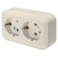 Розетка 2-местная с/з, 250В, 16А, IP20, PST16-31-20, слоновая кость, серия БРЕСТ