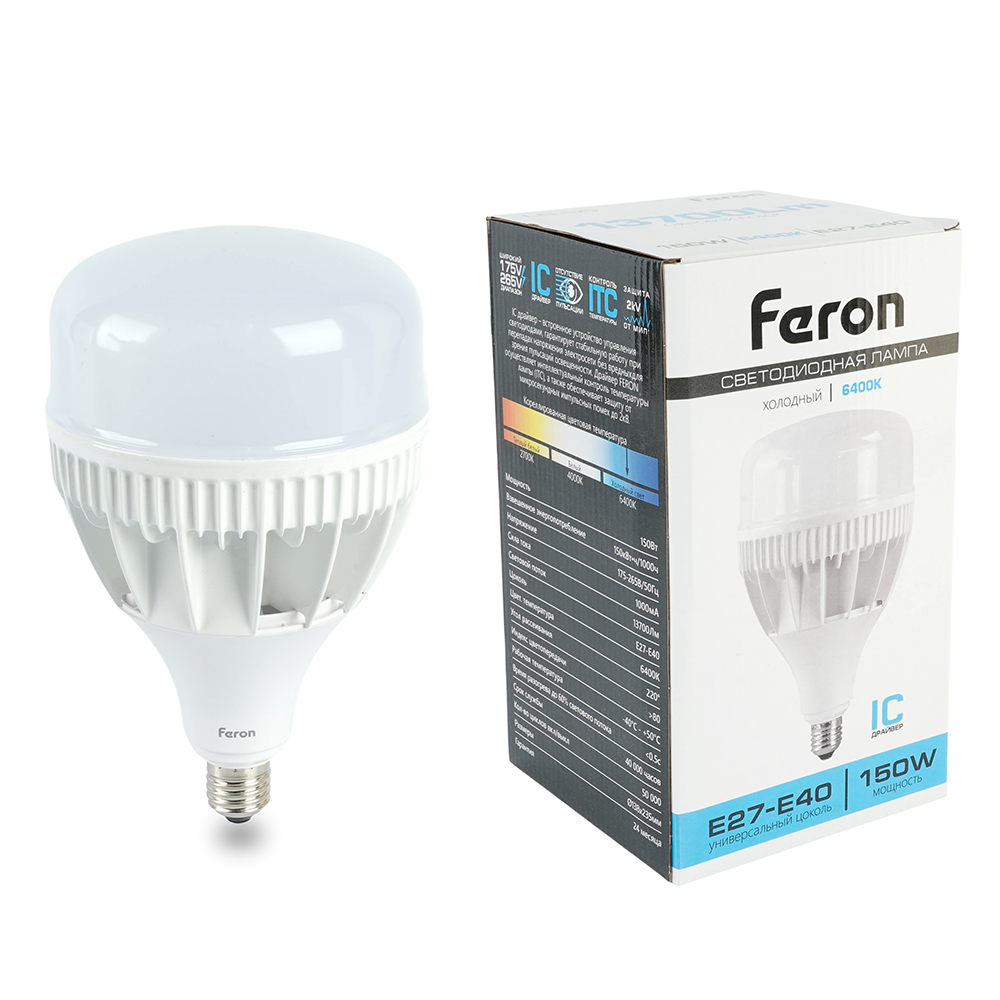 Лампа светодиодная, (150W) 230V E27-E40 6400K , LB-65
