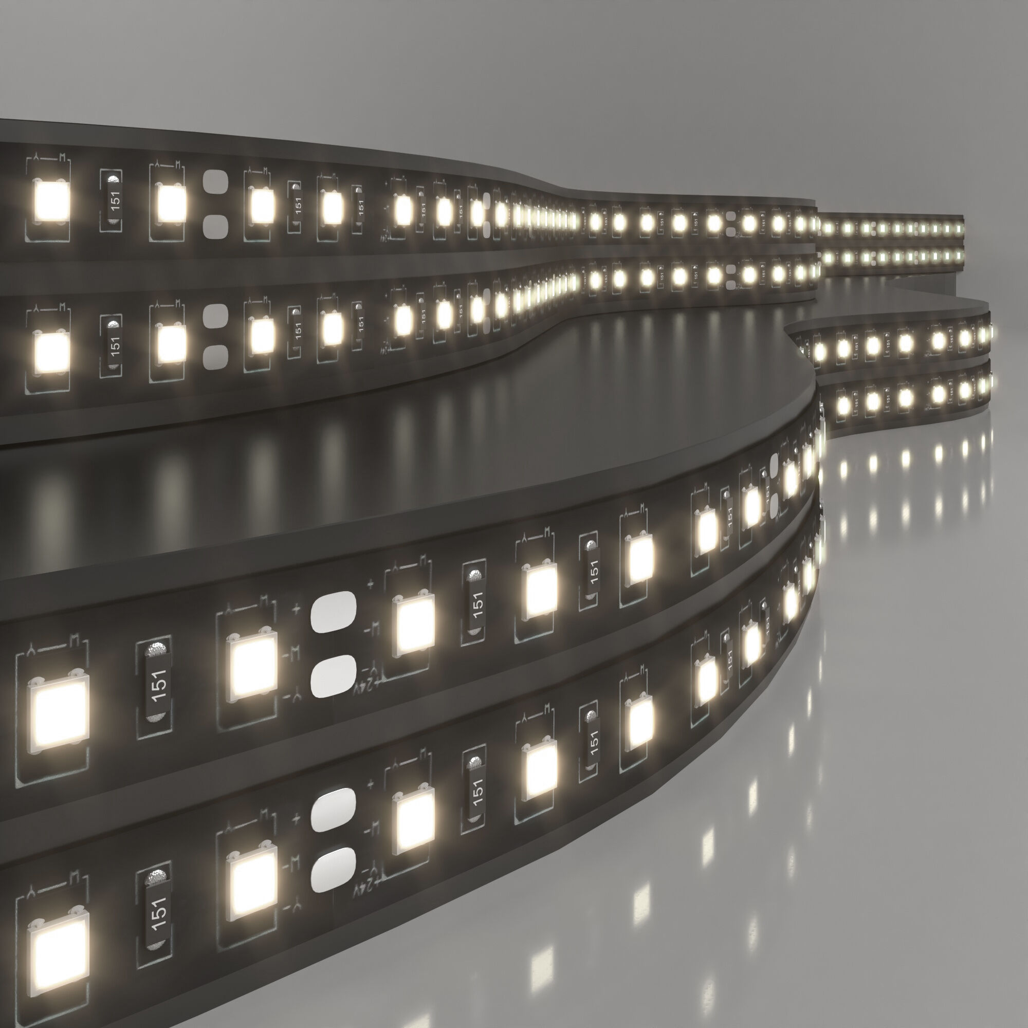 Лента светодиодная 120Led 9,6W IP20 4200K дневной белый (2835 24V 120Led 9,6W IP20 Black) 2835 24V 1