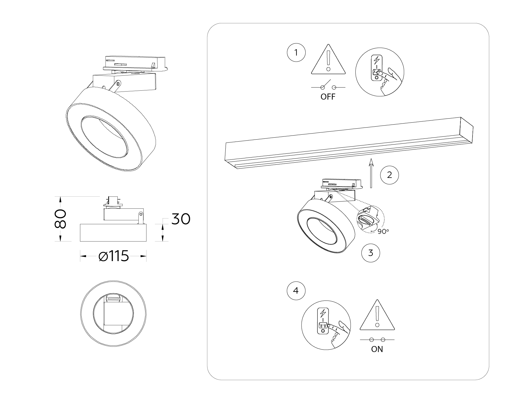 Трековый светодиодный светильник GL6866 WH белый LED 15W 4200K D115*80