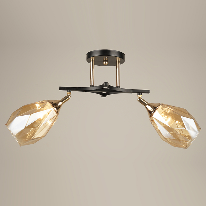 Люстра N4510/2 BK+FGD черный/золото 2х60W E27 h280 п/м, QH21