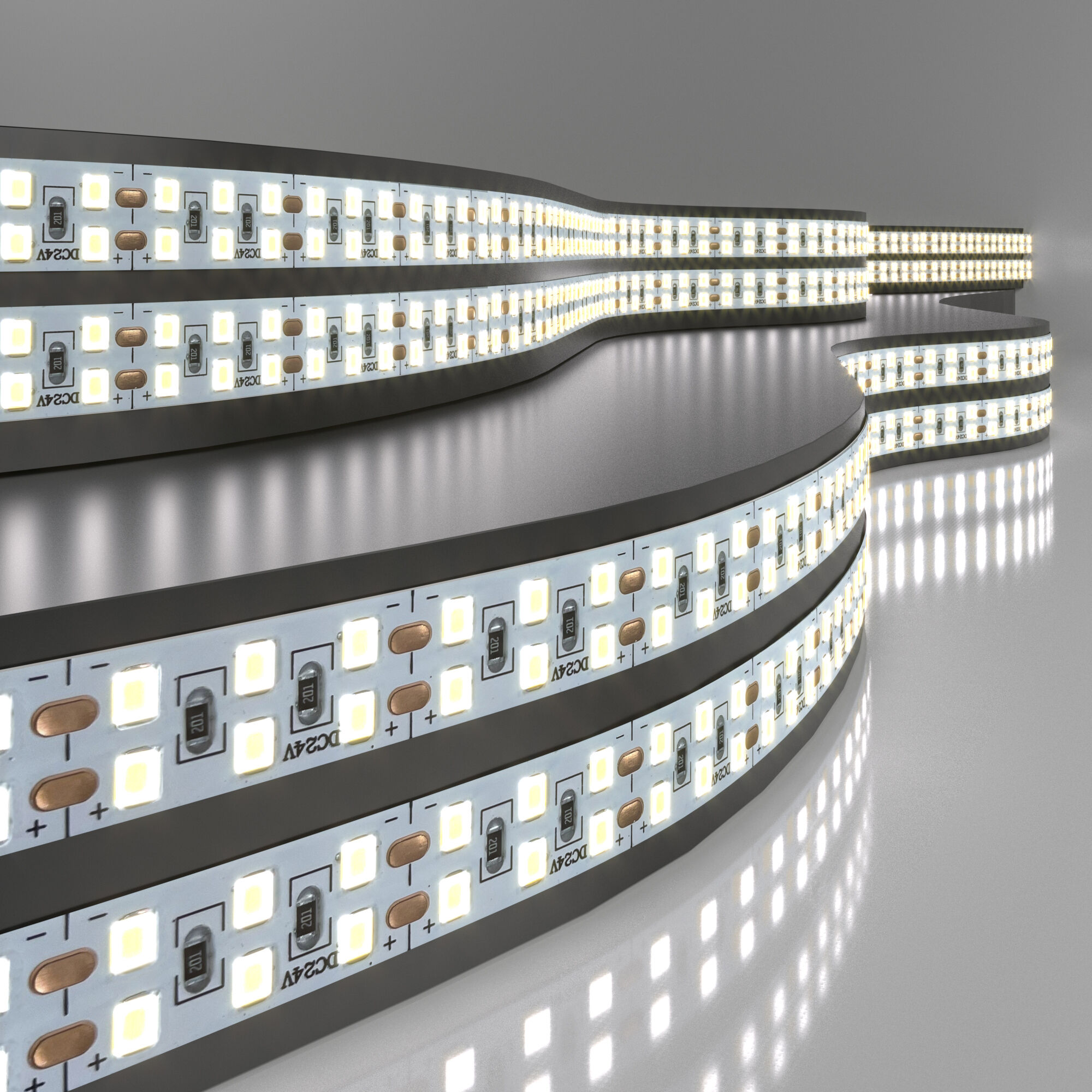 Лента светодиодная 240LED 18W IP20 двухрядная 6500К холодный белый 2835 24V 240Led 18W IP20 5м