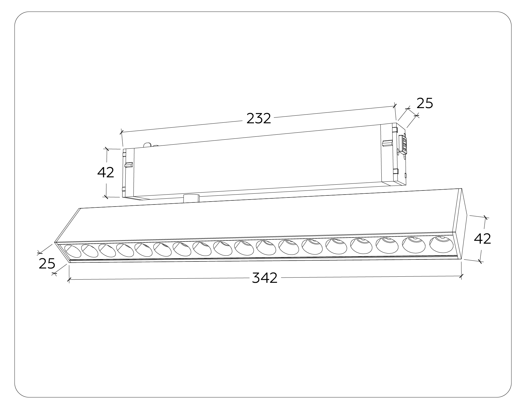 Светильник для Magnetic 220V GL1352 BK черный IP20 18W 3000K-6400K 24° 342*25*112 (Без ПДУ)димм.упра