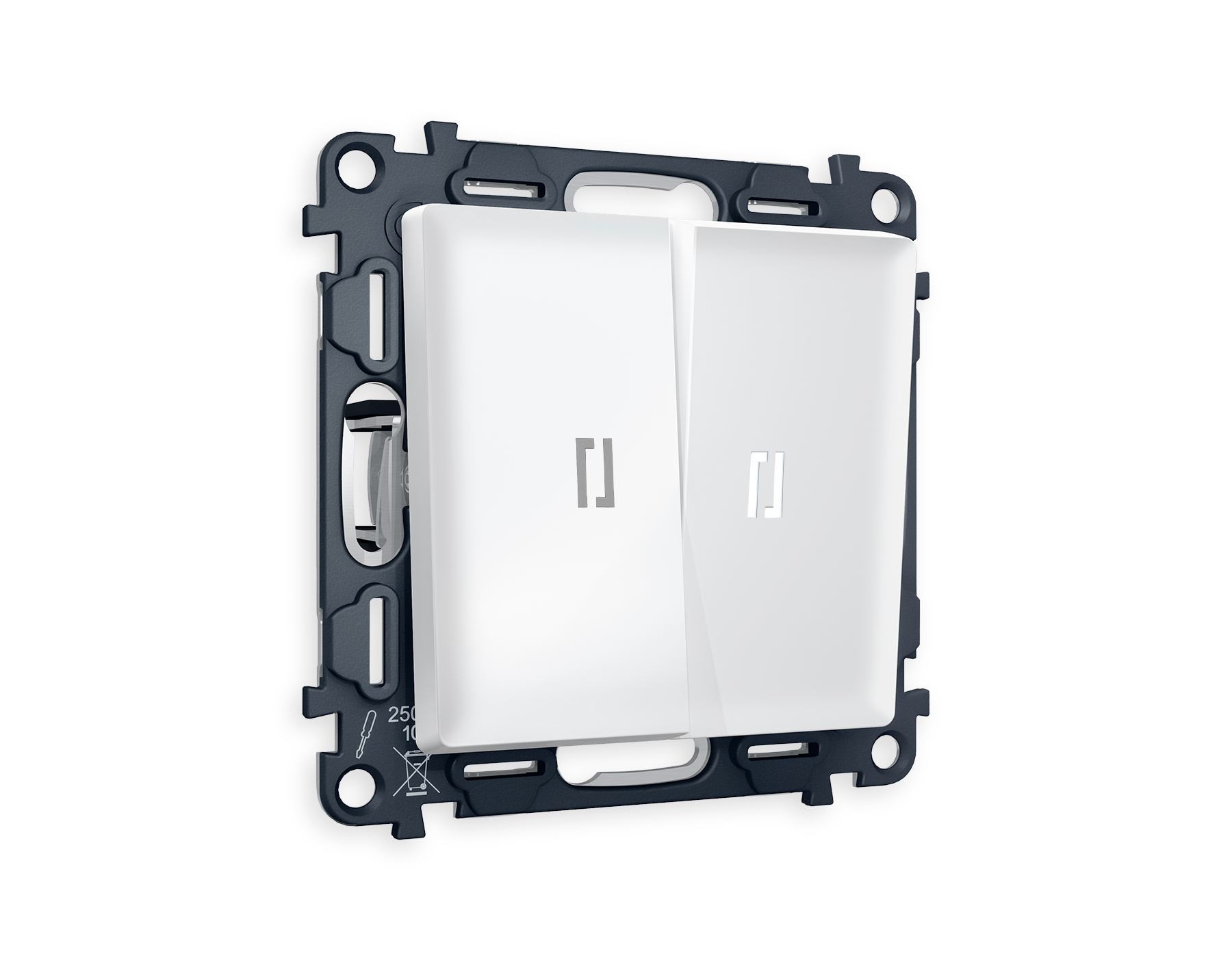 MA124015 Комплект механизма 2-кл выкл с подсветкой 5600K ALFA Белый матовы QUANT (AP1240,VM115,G14W)