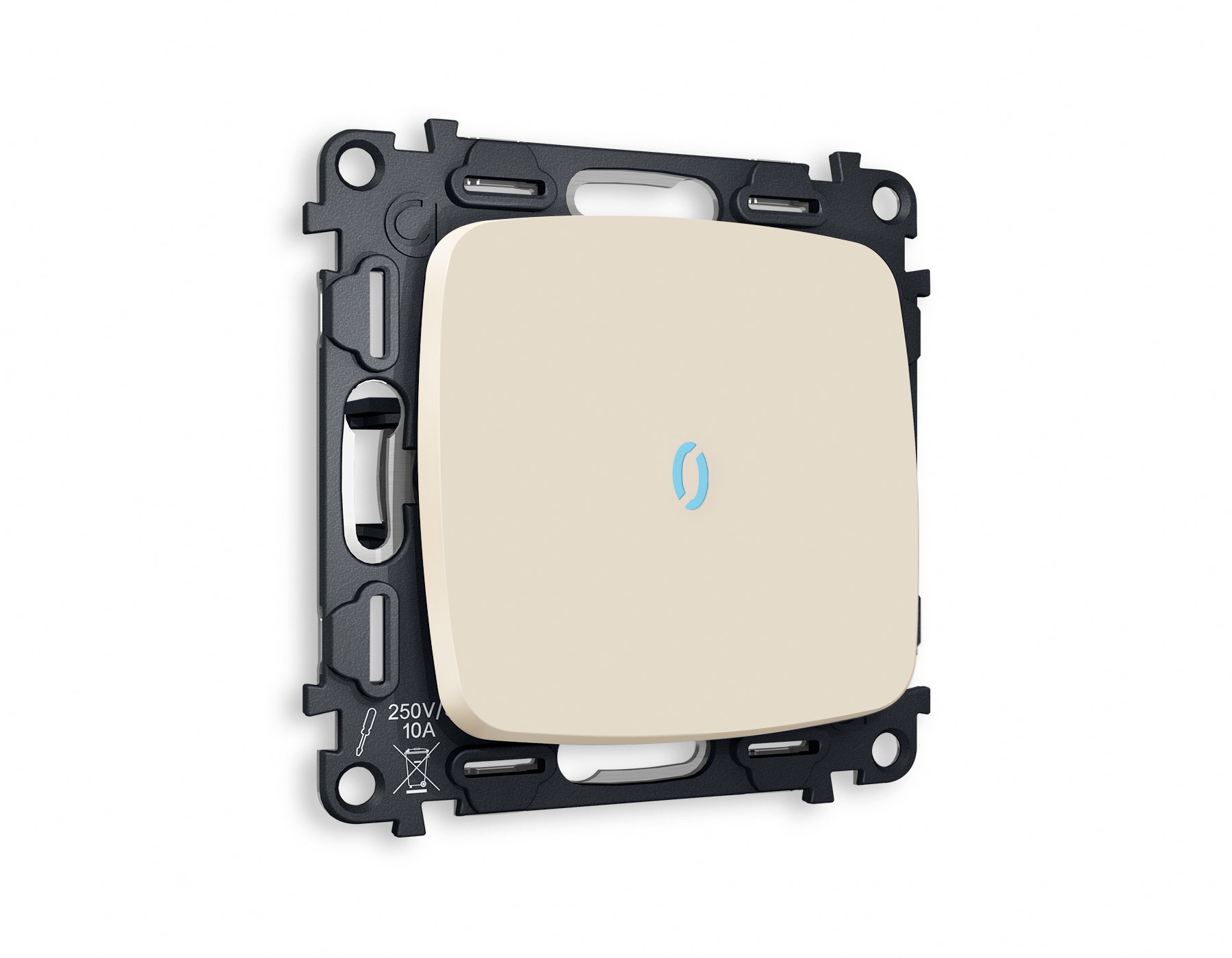 MO322040 Комплект механизма 1-кл прох.выкл с подсв10000K OMEGA Бежев матов QUANT(OP3220,VM105,G29B)