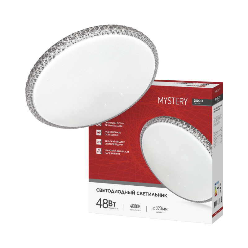 Светильник светодиодный серии DECO MYSTERY 48Вт 230В 4000К 4320Лм 390х65мм IN HOME