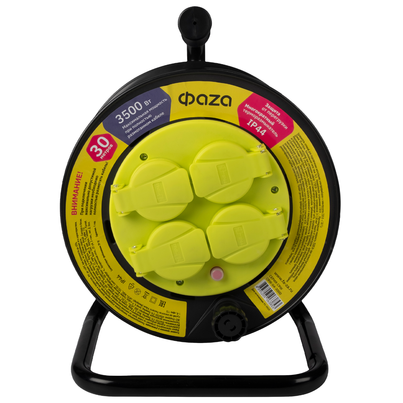 Удлинитель ФАZА CRW-04-3000 (Катушка, 4 х 30) IP44, заземл.