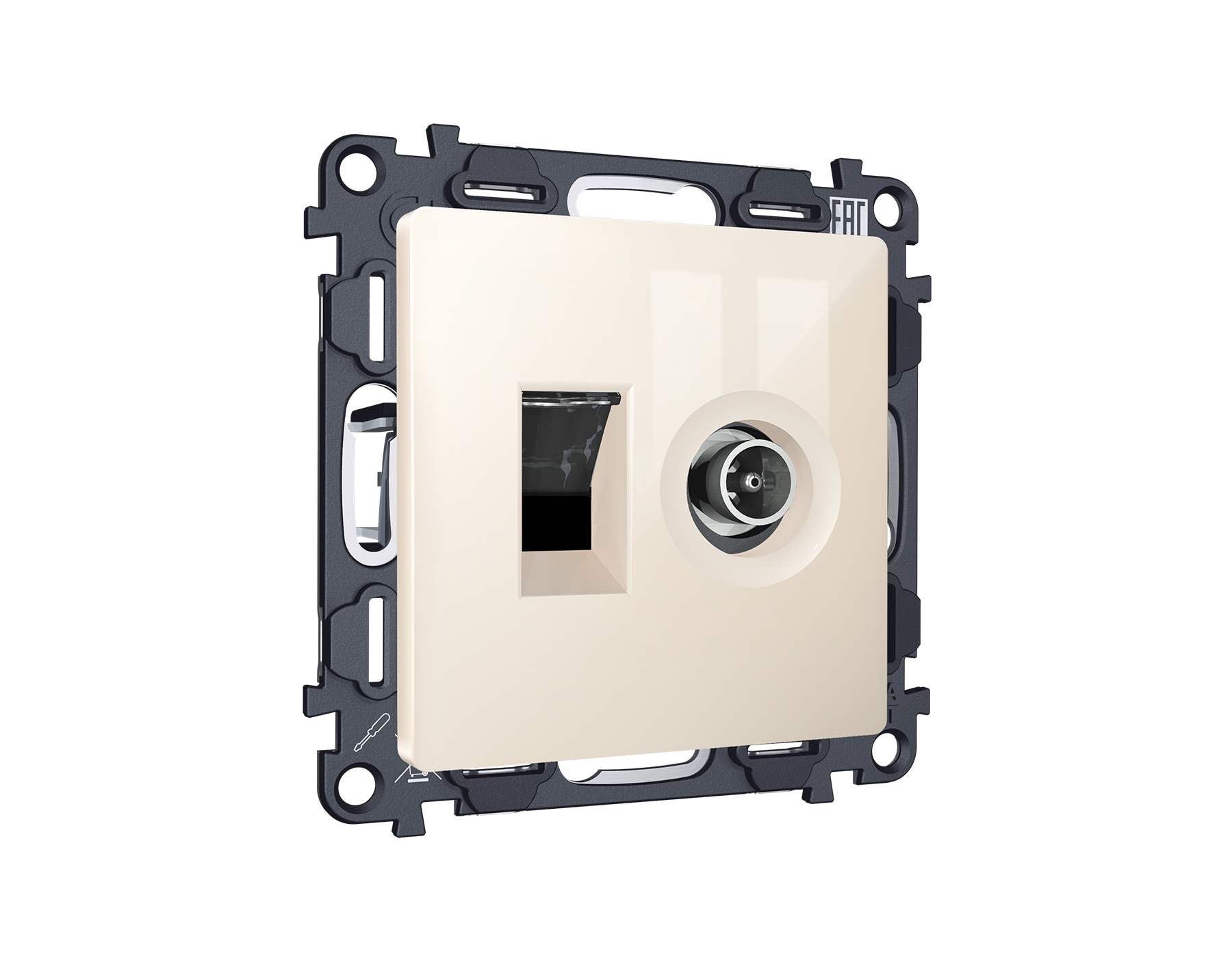 MA312510 Комплект механизма розетки компьютерной + TV оконечной RJ-45 с автоматической защитной штор