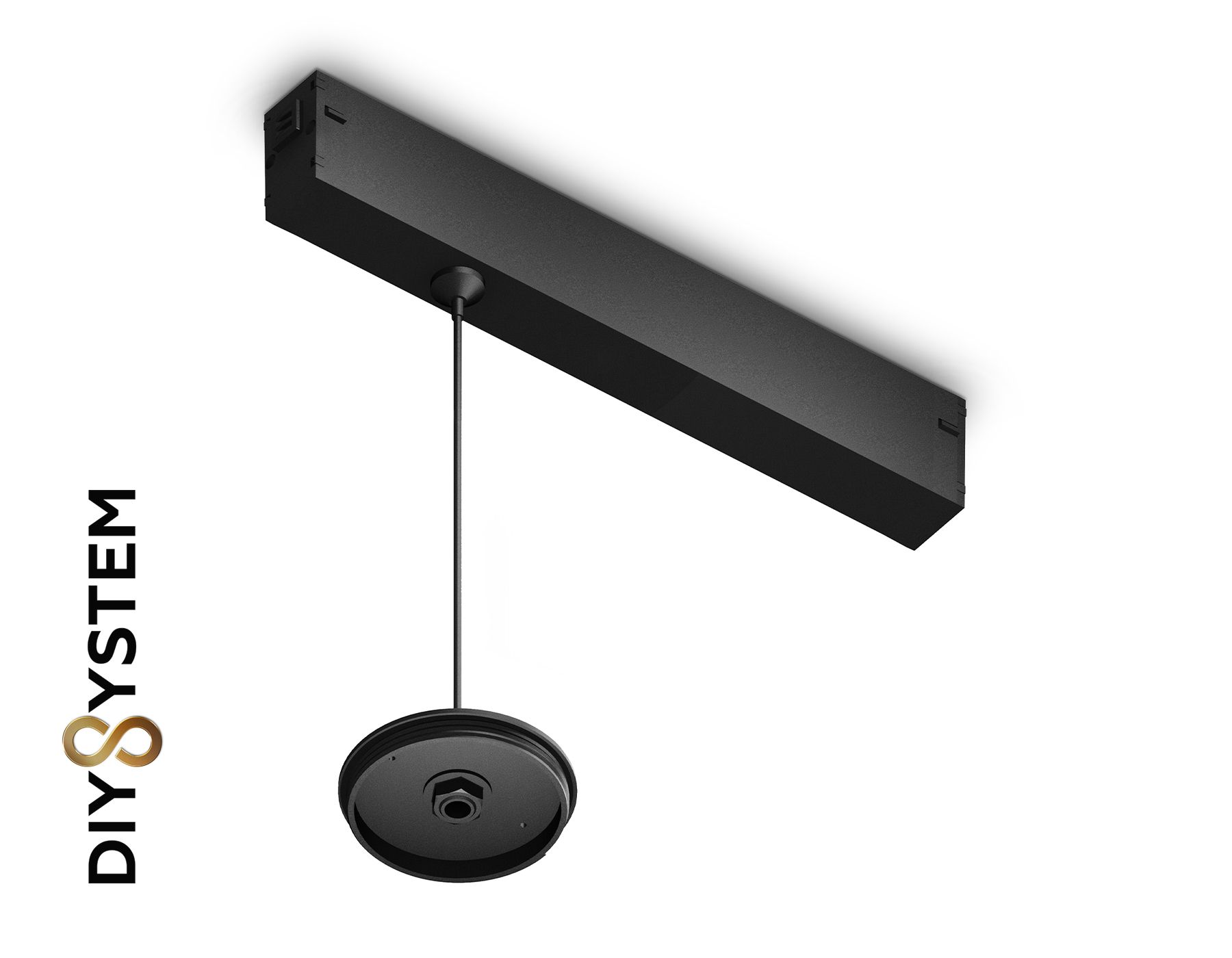 Крепеж трековый подвесной для корпуса DIY D70mm Magnetic 220V A2655 BK черный 240*42*25 H1500