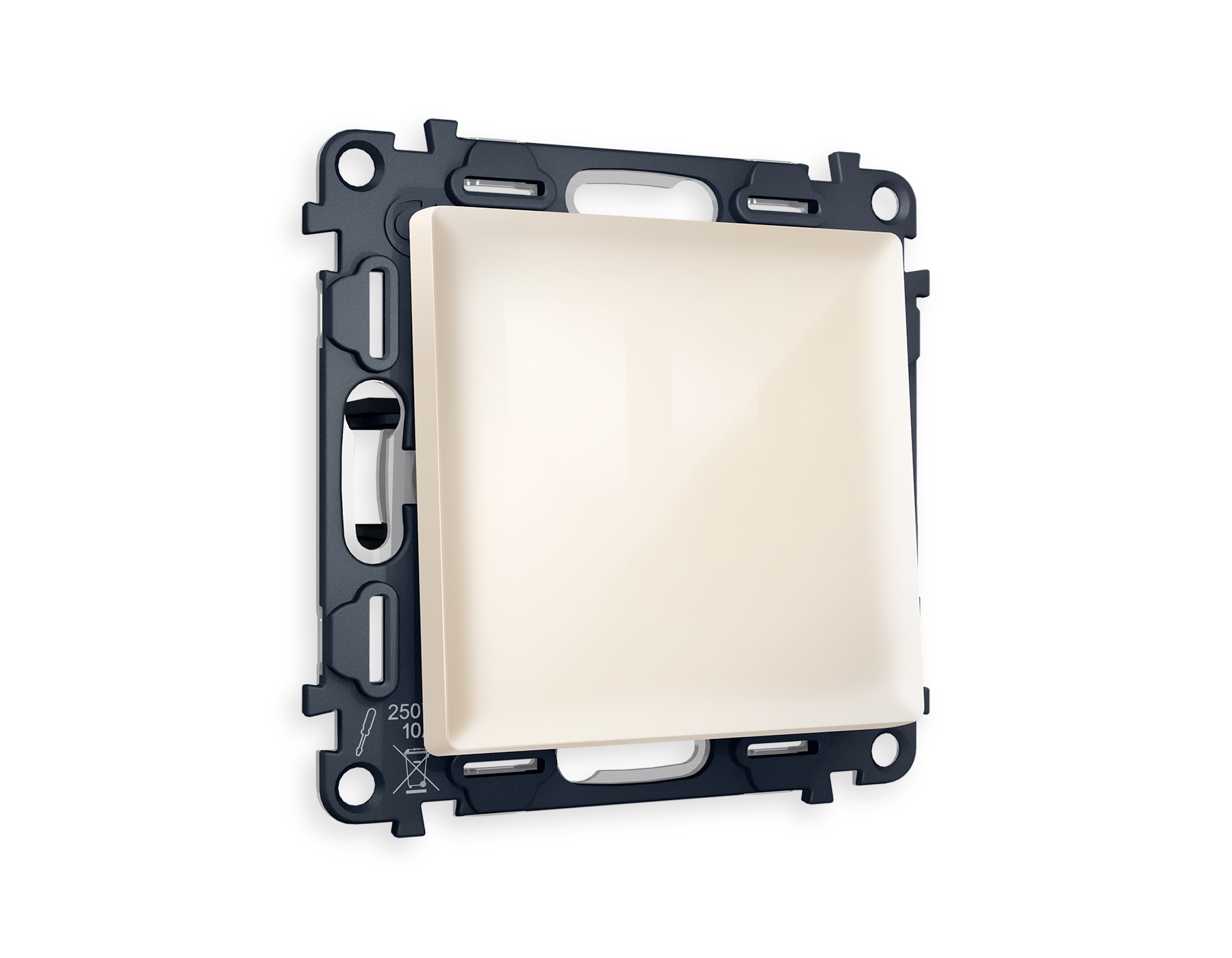 MA301020 Комплект механизма 1-кл проходного выключателя ALFA Бежевый глянец QUANT (AP3010, VM105)