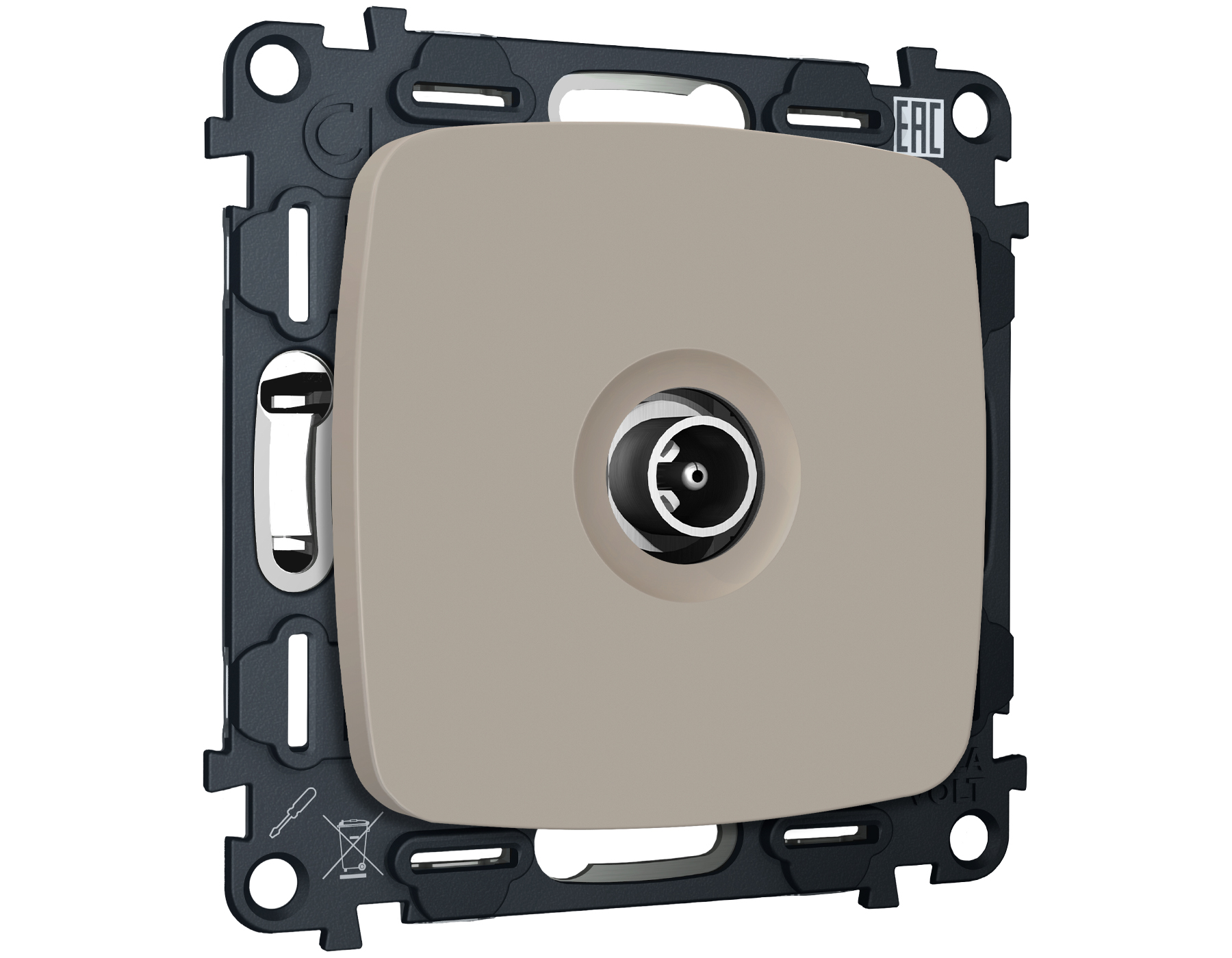 MO373030 Комплект механизма TV розетки прох OMEGA Серо-беж матов 5-1000 MHz 4dB QUANT(OP3730,VM211)