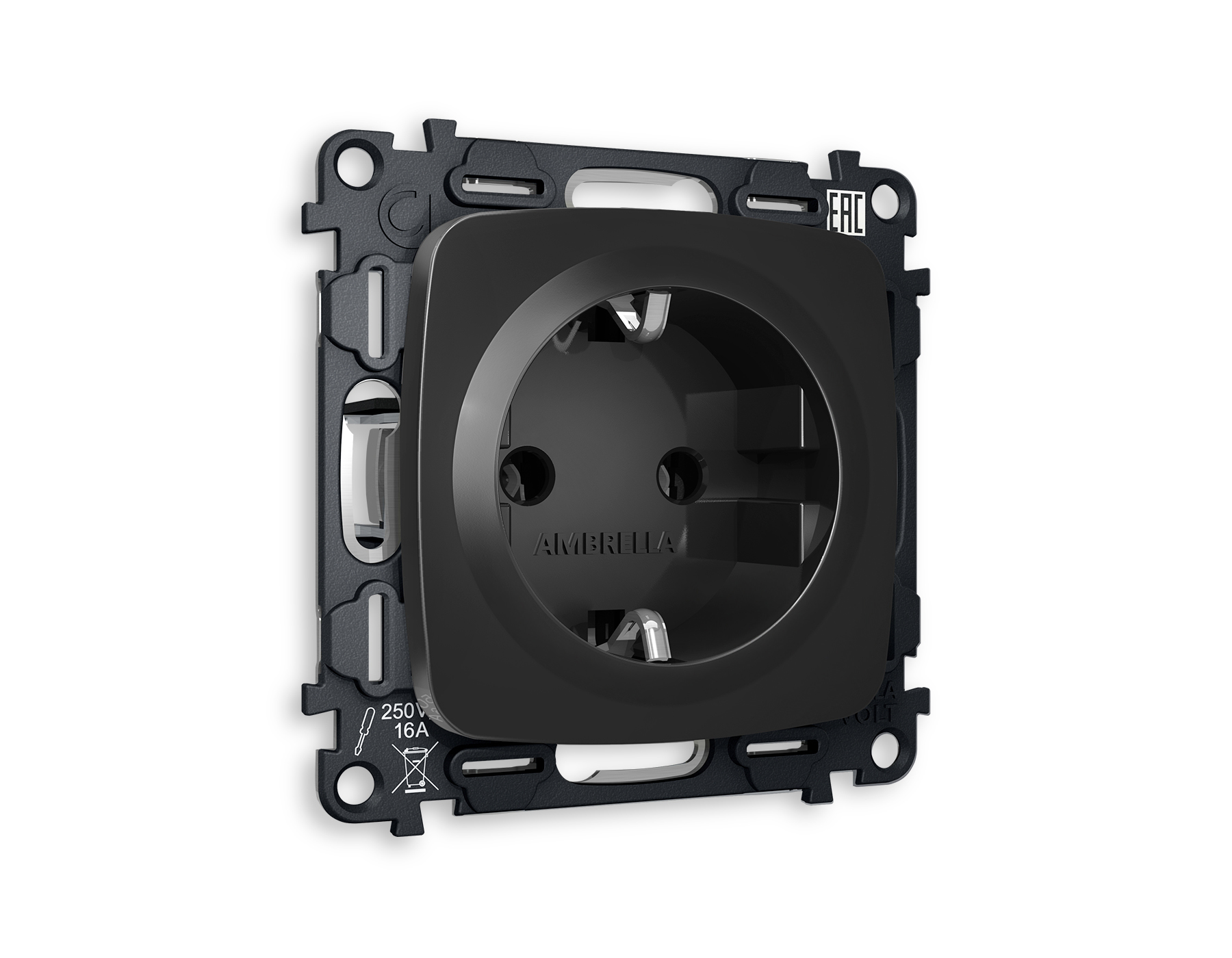 MO806010 Комплект механизма электр розетки OMEGA Черный матовый с/з винт/заж QUANT(OP8060,VM141)