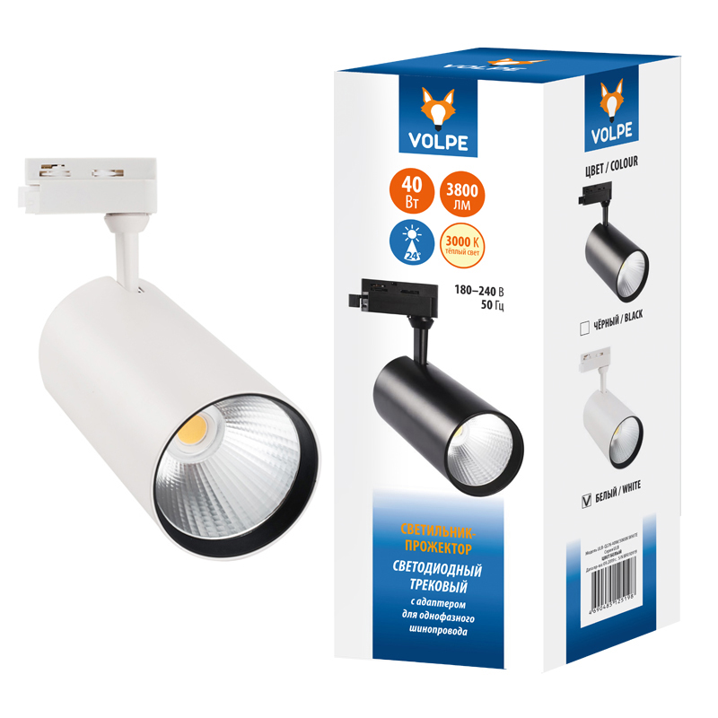 Светильник трековый VOLPE ULB-Q276 40W/3000К WHITE 3800Лм, 3000К, Белый