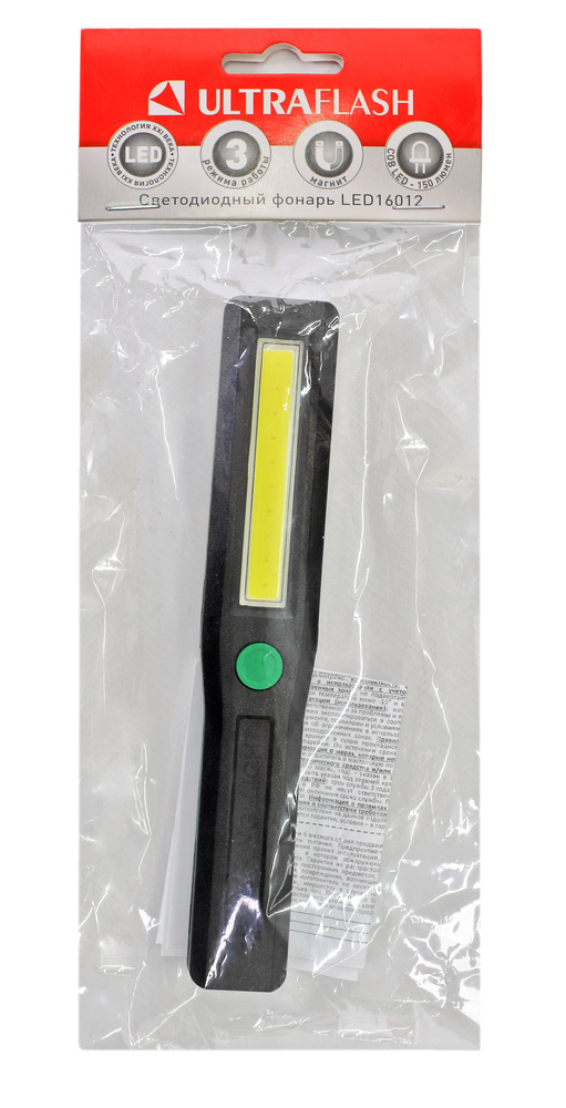Фонарь ULTRAFLASH LED16012 COB LED, 3XR03, пластик, магнит, блистер-пакет