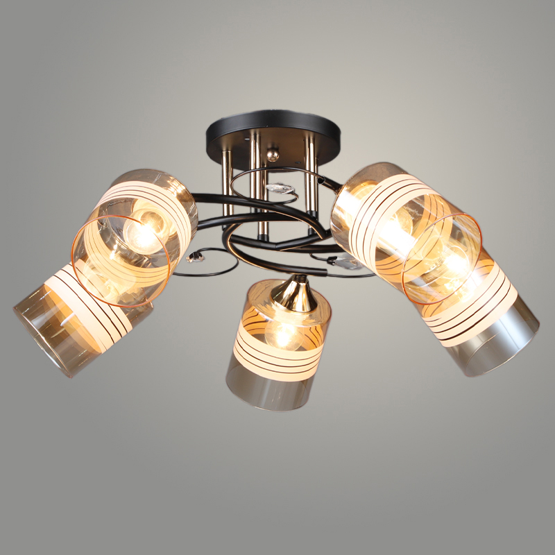 Люстра N6434/5 BK+FGD черный/золото 5x60W E27 d600 h240, QH24