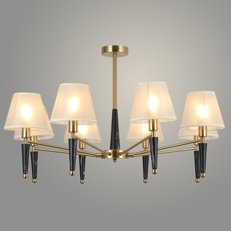 Люстра MDGD40618/8 BRASS+BK латунь/черный абажур 8х40W E14 d820 h480, 24