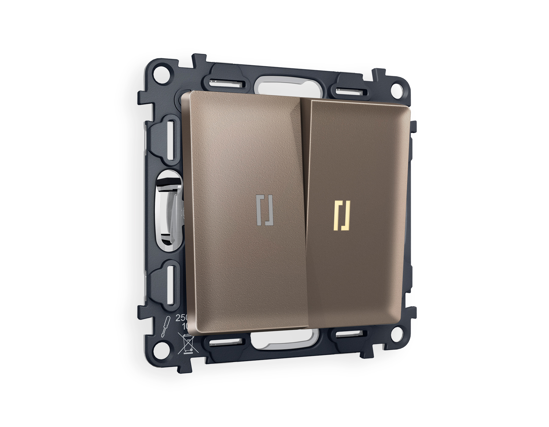 MA634030 Комплект механизма 2-кл прох.выкл с подсв3200K ALFA Тем/бронз матовQUANT(AP6340,VM120,G22Y)