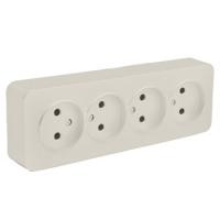 Розетка 4-местная б/з, серия София, 250В, 10А, IP20, MST10-14-04, слоновая кость (4/80)