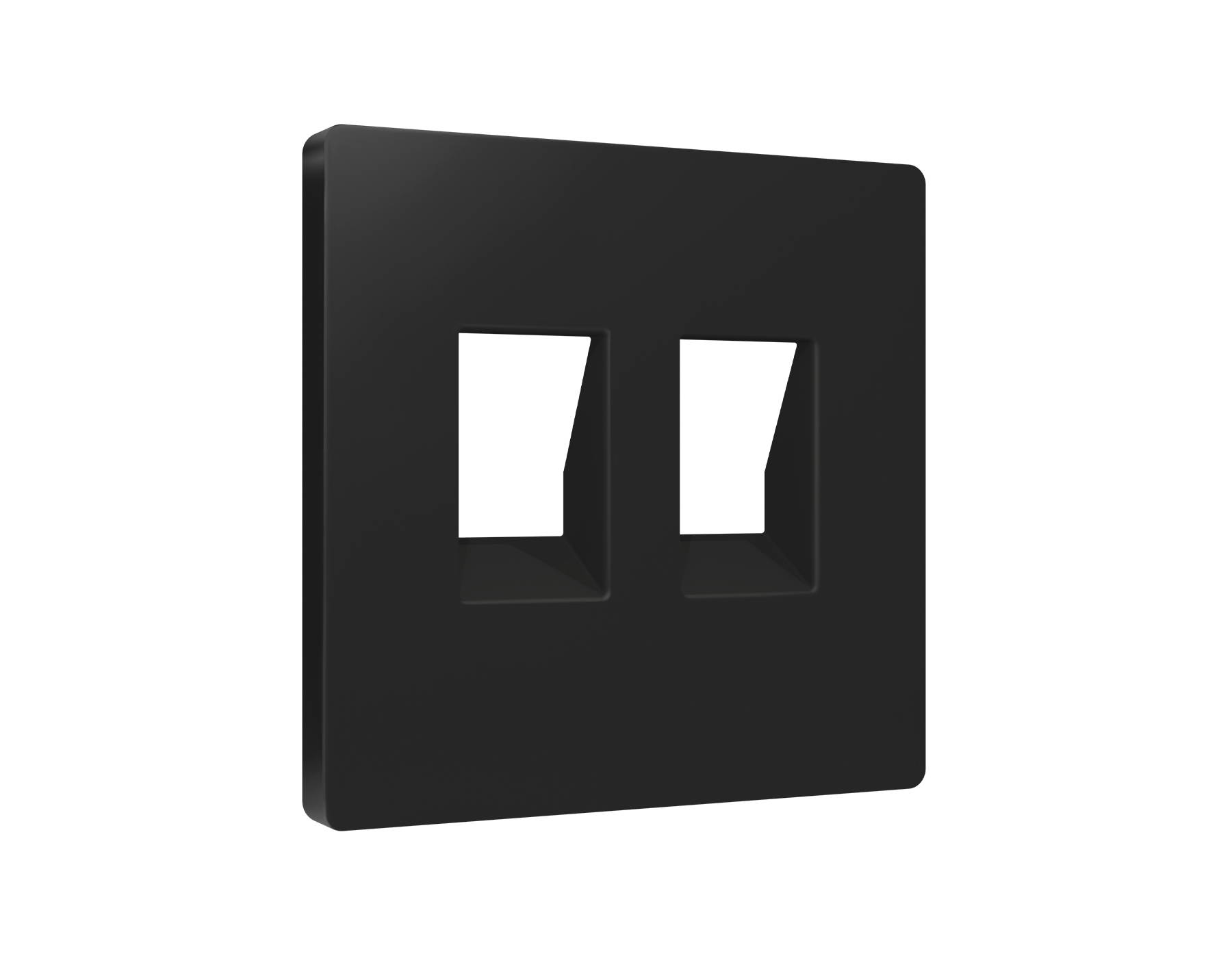 AP8121 Лицевая панель ALFA (Черный матовый) для компьютерной/телефонной двойной розетки RJ-45/RJ-11 