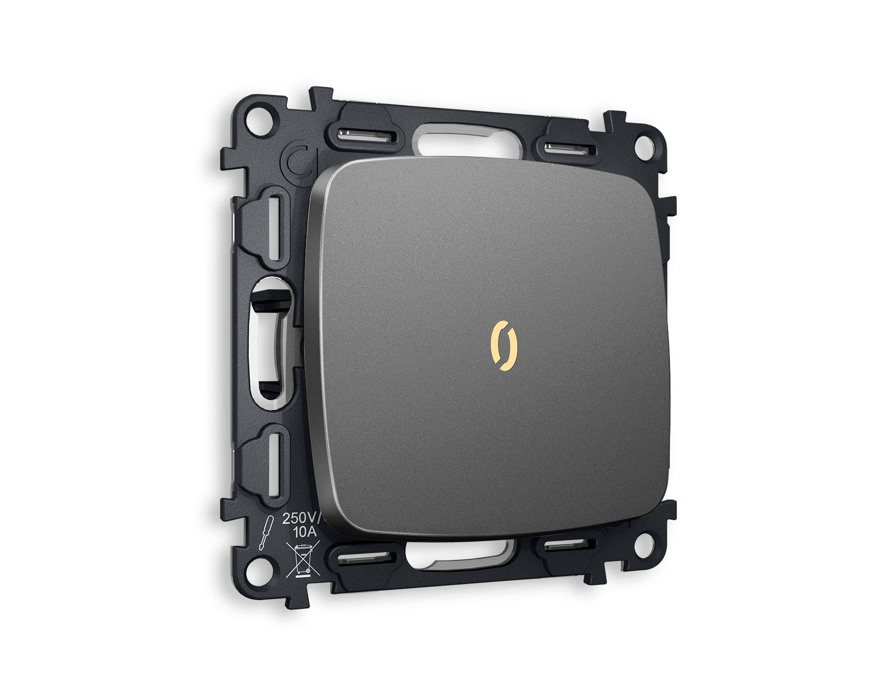 MO652010 Комплект механизма 1-кл выкл с подсв 3200K OMEGA Антрацит серый QUANT (OP6520,VM101.G11Y)