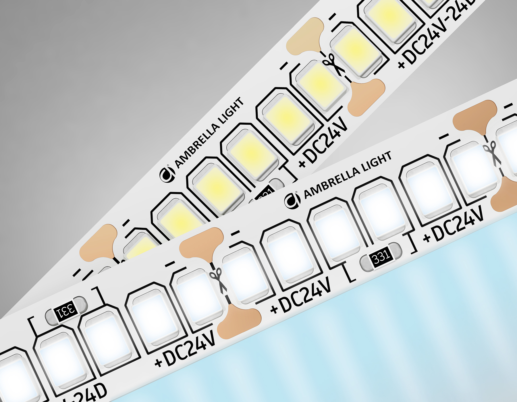 Светодиодная лента AMBRELLA GS3403 2835 240Led/ 20W m/ 24V IP20 6500K/ 5000*10*1.2mm (2 конт.)