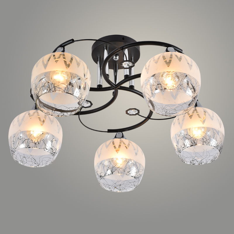 Люстра XA1293/5 BK+CR черный/хром 5х60W E27 d530 h270, HN21