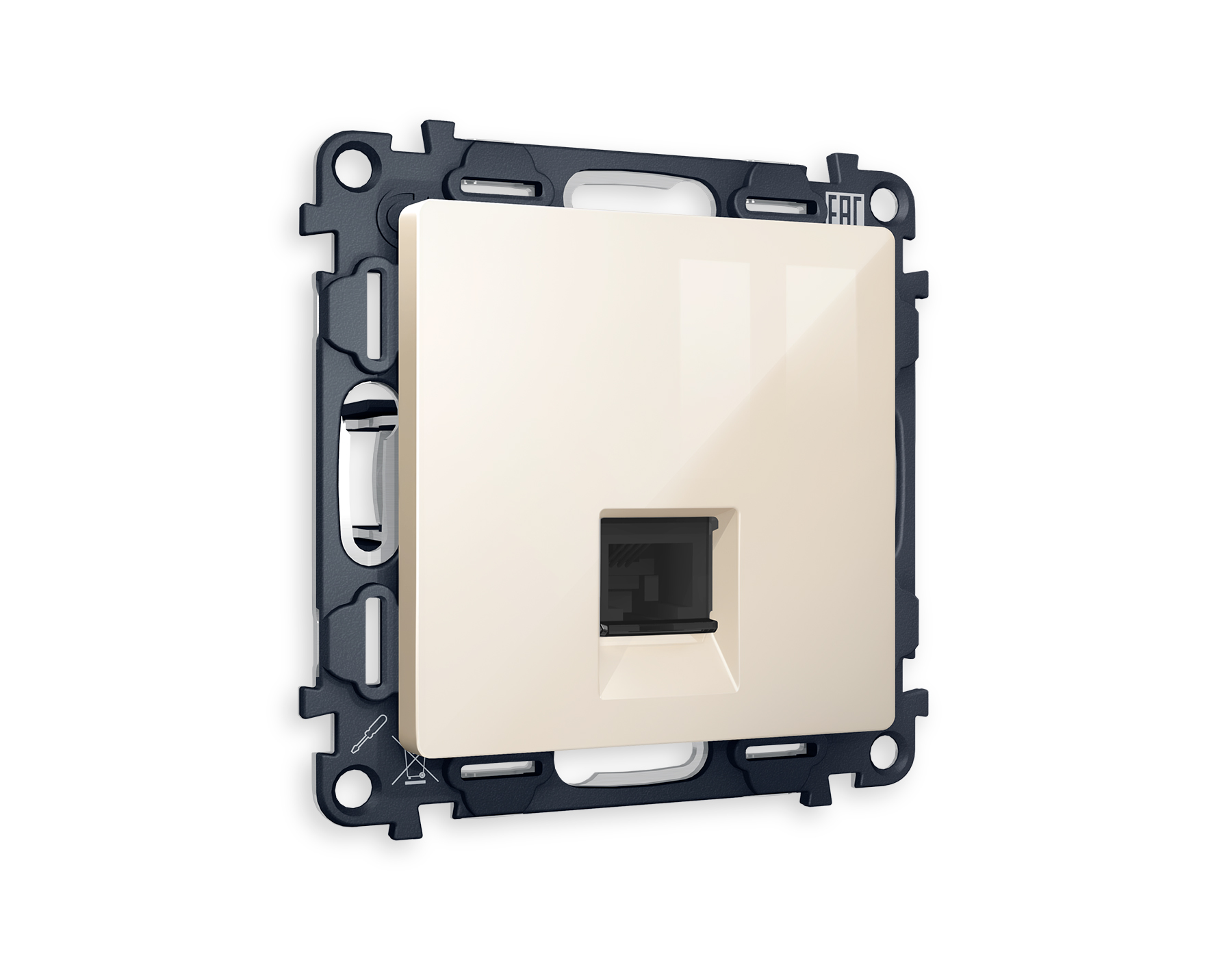 MA312010 Комплект механизма компьютер розетки ALFA Бежевый глянец RJ-45(8P8C) QUANT (AP3120,VM188)