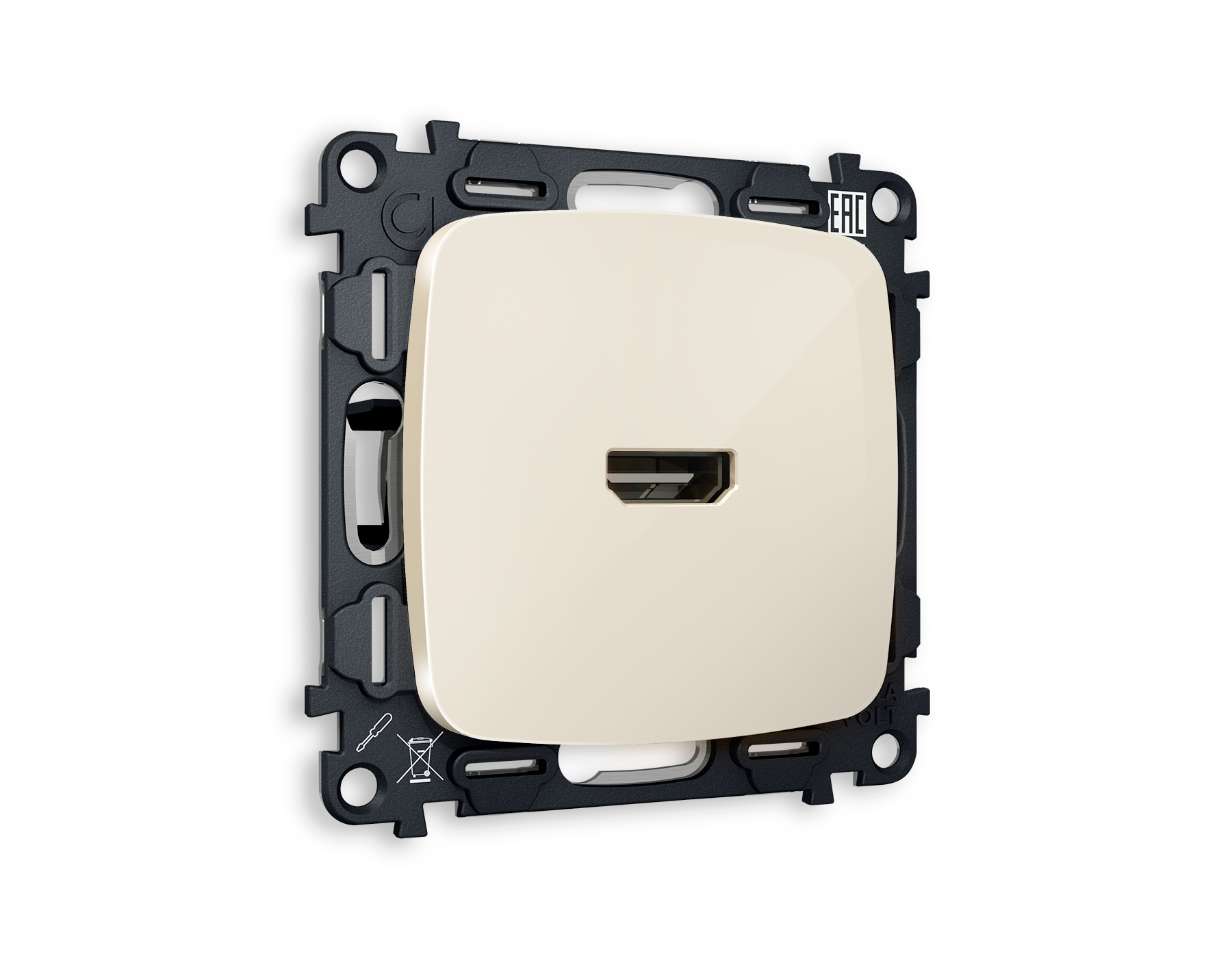 MO314010 Комплект механизма розетки HDMI 2.0 OMEGA Бежев глянец 40V/500mA 2.0GHz QUANT(OP3140,VM222)