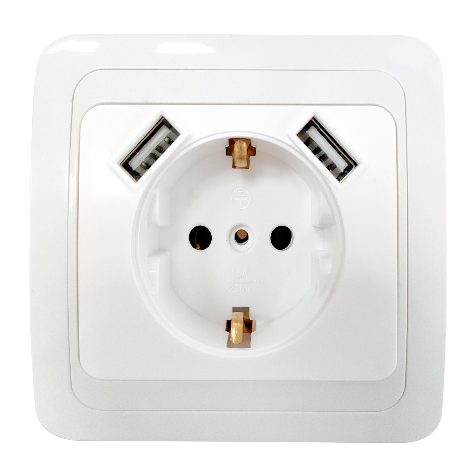 Розетка одинарная IN HOME CLASSICO с двумя USB белая 2047 с заземлением