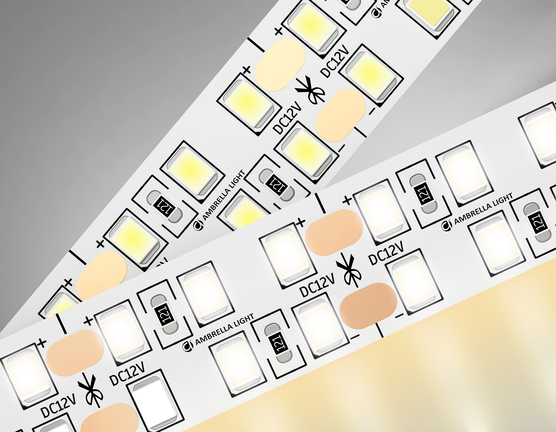 Светодиодная лента AMBRELLA GS1701 2835 240Led/ 24W m/ 12V IP20 3000K/ 5000*10*1.2mm (2 конт.)