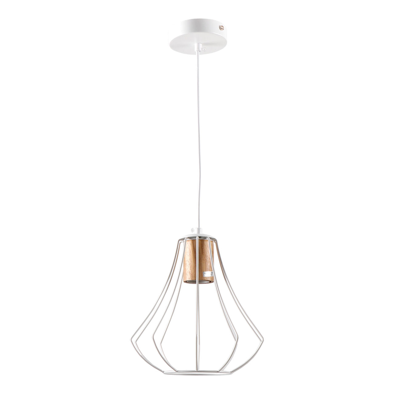 Люстра подвесная Е27 1*60Вт MD.9052-1-P-WH+WOOD